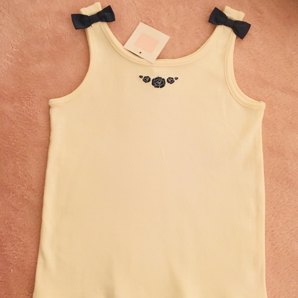 Janie and Jack cream color tank with blue bows